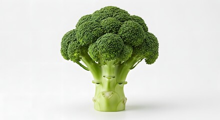 Nutritious Broccoli on Display: A vibrant head of fresh, green broccoli, symbolizing health and natural goodness, against a simple background.