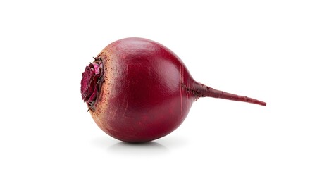 Fresh Beetroot: A single, vibrant beetroot, with its rich red color and earthy aroma, sits on a clean white background. This image evokes the freshness and purity of natural ingredients.