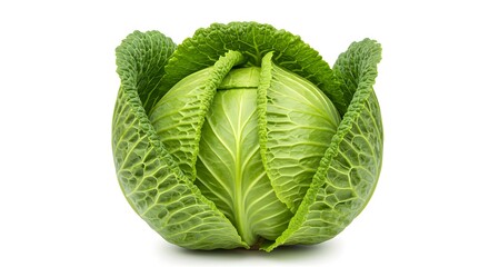Fresh Cabbage: A vibrant close-up of a healthy, fresh cabbage, showcasing its crisp, green leaves and appealing texture. Perfect for culinary or health-related visuals.
