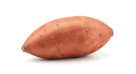 Vibrant Sweet Potato: A visually captivating, single sweet potato, showcases its rich color, textured skin, and perfect form in a detailed, close-up shot.
