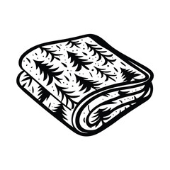 Stylized Black and White Tree with Patterned Wrap, Abstract Nature