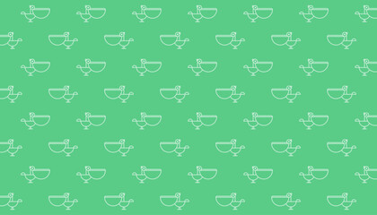 Minimalist bird line pattern or background on green background.