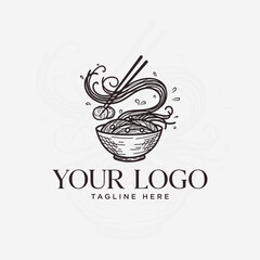 A lively noodle or noodle bowl logo or symbol.