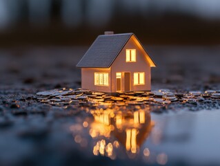 Model house on coins