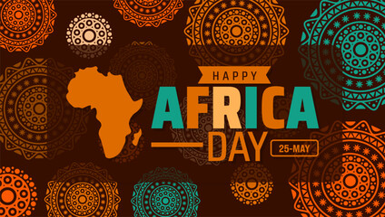 Happy Africa Day mandala background, banner or poster design template. Celebrate unity and culture on May 25th. Africa Day design. © Neelrong