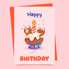 Cute Birthday Hand Drawn Flat Greeting card