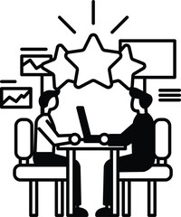 men sitting at a table with a laptop in front of them