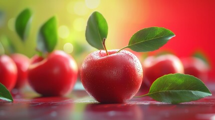 Obraz premium Red apples on vibrant background