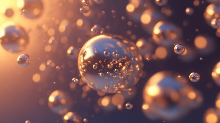 Gold Particles Floating in Soft Glowing Light
