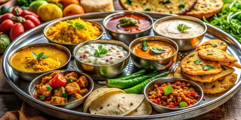 Macro Photography of North Indian Vegetarian Thali - 4K Video Footage - Indian Cuisine