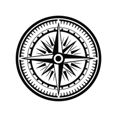 Intricate Compass Rose Black & White Nautical Navigator Symbol Design
