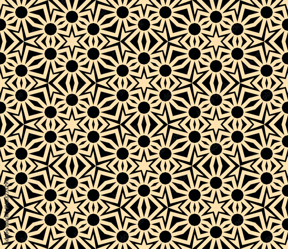 Poster Abstract geometric pattern. A seamless vector background. Golden and black ornament. Graphic modern pattern. Simple lattice graphic design