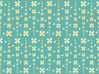 Seamless floral pattern with vintage winter holiday decorations and gold snowflakes