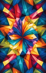 Obraz premium Vibrant abstract background featuring an array of colorful triangles in various sizes and orientations, creating a dynamic and energetic visual effect.