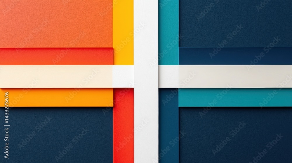 Poster a colorful abstract design with geometric shapes and lines.