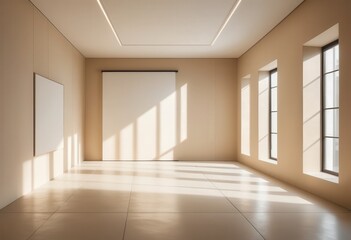 Spacious, sunlit room featuring expansive floor-to-ceiling windows, casting soft shadows on the polished wooden floor, creating an airy atmosphere.