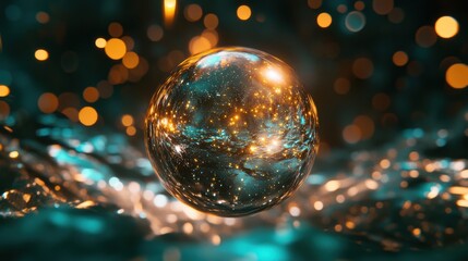 Floating Crystal Sphere Reflecting Galactic Stars