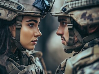 Military personnel contemplating