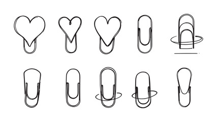 Paperclip line art illustration ideal for minimalist stationery and office designs