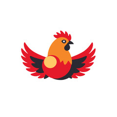 Fototapeta premium Cartoon-Rooster-Illustration-Chicken-Art-Colorful-Bird-Design