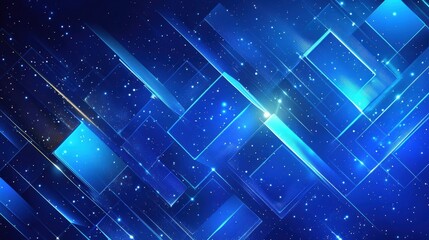 Obraz premium Abstract Blue Geometric Digital Art
