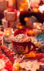 Soft focus and vintage lens. A blurry warm atmosphere filled with sparkle and twinkle. Perfect for a magical holiday eve or special seasonal event