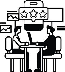 men sitting at a table with a laptop in front of them