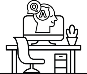 computer monitor with a man head on it and the letters A and Q