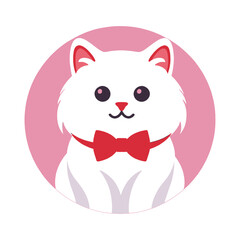 Cute_White_Cat_Bowtie_Cartoon_Pet_Animal_Illustration