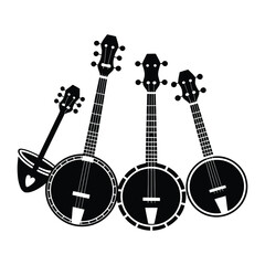 Fototapeta premium Folk Instruments Doodle funny, Silhouette, Vector, Icon, Logo, White Background.