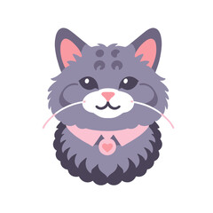 Obraz premium Cute-Cartoon-Cat-Illustration-Pet-Animal-Collar-Heart