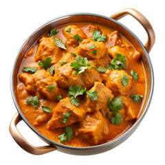 Butter chicken Indian curry food photography isolated on transparent background