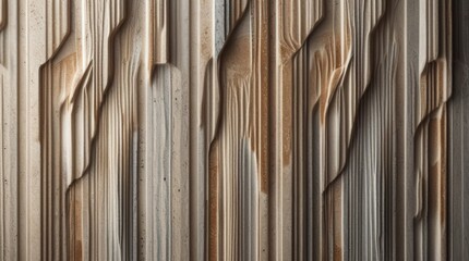 Fototapeta premium Abstract wood carving with vertical lines and light brown highlights