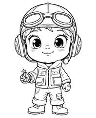coloring page Air Force Kid with Goggles