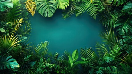 Lush Tropical Foliage Frame: Emerald Green Paradise