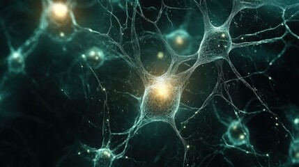 Naklejka premium Futuristic AI Neural Network with Glowing Connections