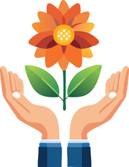 hands holding flower