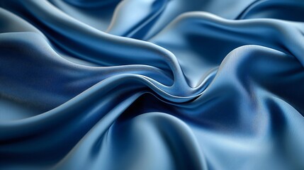 Obraz premium Floating blue silk fabric with smooth curves creating elegant and artistic patterns in the air