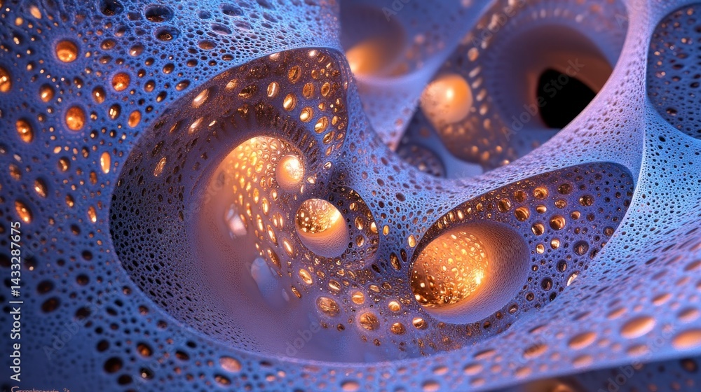 Poster abstract fractal image of complex interwoven organic structures