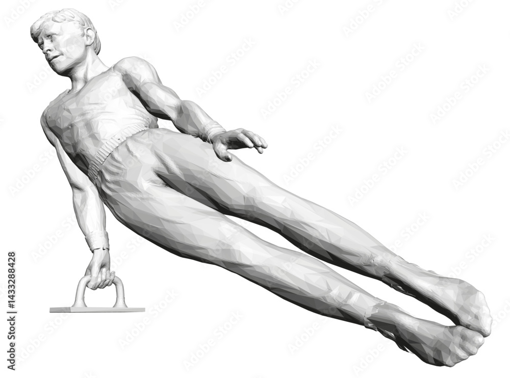 Aufkleber a man is doing a gymnastics routine on a bar. he is holding onto the bar with his hands and is in a 