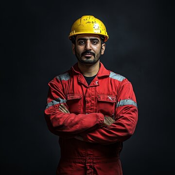An image of a proud saudi employee wearing FRC coveral