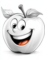 Playful cartoon apple character fun illustration whimsical style cheerful environment close-up view creative concept