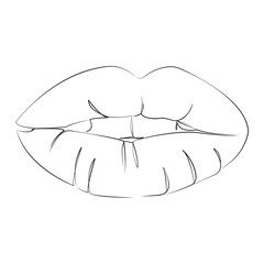 One continuous line art drawing flat illustration lip, beauty, female, mouth, smile, teeth. Isolated image hand draw outline on white background, not AI