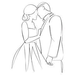 One continuous line art drawing flat illustration jew, celebration, bride, rabbi, wedding, jewish. Isolated image hand draw outline on white background, not AI