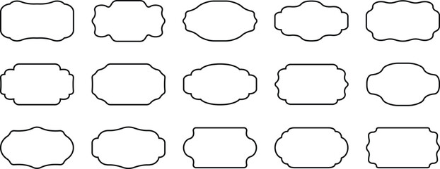 Obraz premium Vintage frames and labels shape. Luxury vintage frames, retro labels, royal wedding insignia, sale sticker, text note badge, price tag, paper black silhouette set. Ornamental label frames.