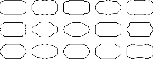 Obraz premium Vintage frames and labels shape. Luxury vintage frames, retro labels, royal wedding insignia, sale sticker, text note badge, price tag, paper black silhouette set. Ornamental label frames.