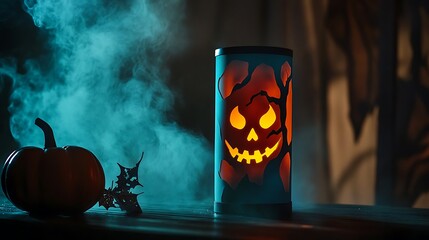 halloween pumpkin in the fireplace