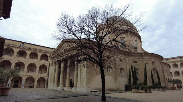 Marseille, France, February 2, 2025: View of the Vielle Charite. A cultural center in a former 17th-century almshouse with a dome