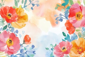 Colorful watercolor mother's day banner design showcasing vibrant blooms and an elegant layout for heartfelt messages and floral celebrations