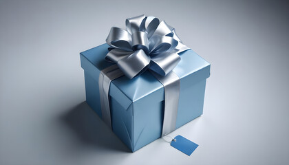 Obraz premium : Blue Gift Box with Ribbon for Father’s Day